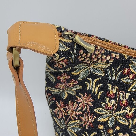 MILLE FLEUR SAUVAGE FRENCH FLORAL TAPESTY COTTON PURSE HANDBAG RARE EUC - Picture 3 of 10